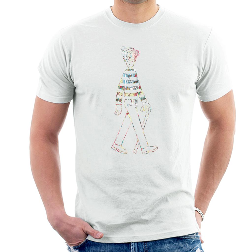 Where's Wally Beach Illustration Outline Men's T-Shirt-ALL + EVERY