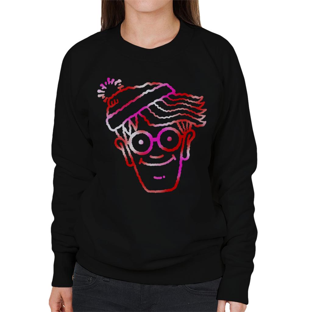 Where's Wally Red And Pink Character Head Outline Women's Sweatshirt-ALL + EVERY