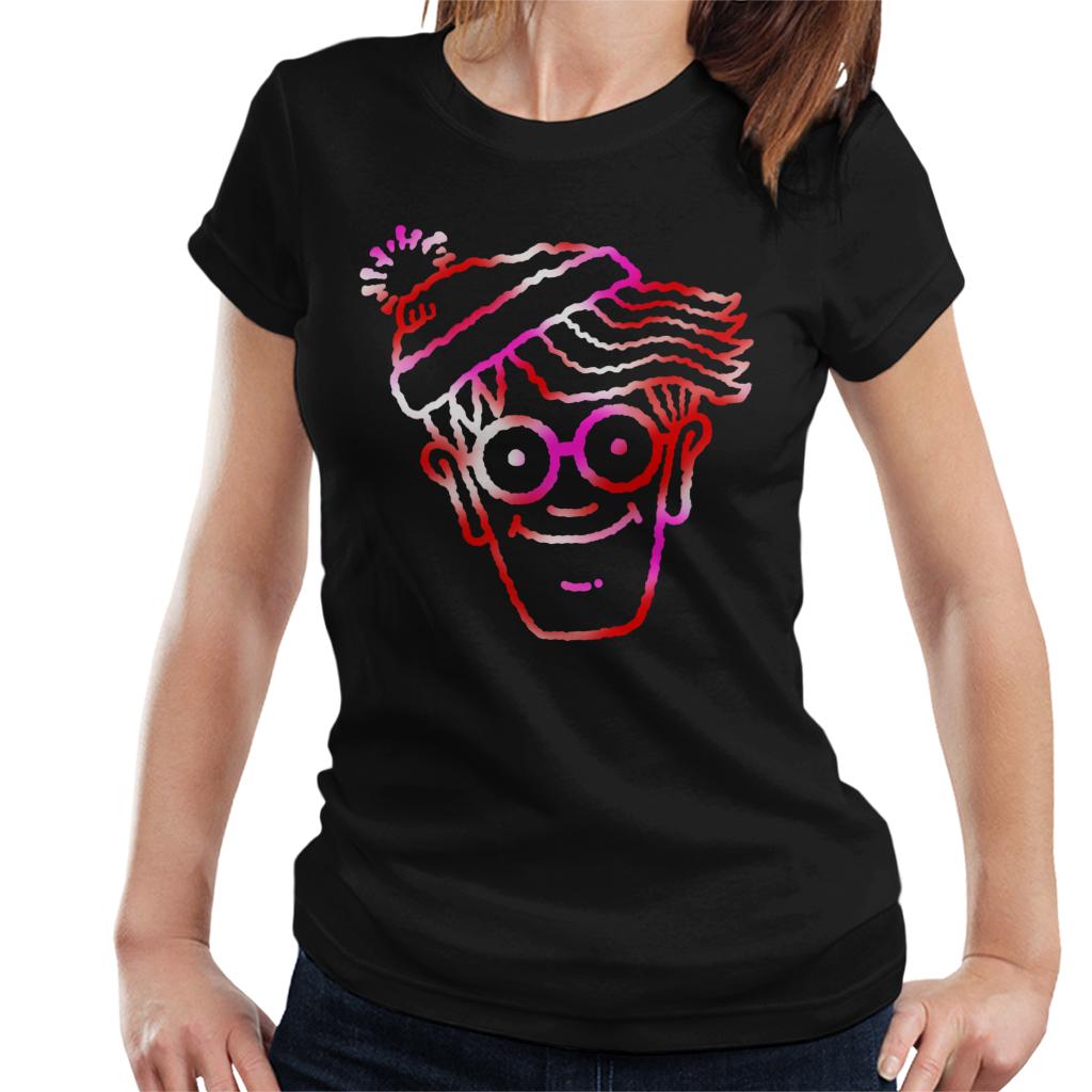 Where's Wally Red And Pink Character Head Outline Women's T-Shirt-ALL + EVERY