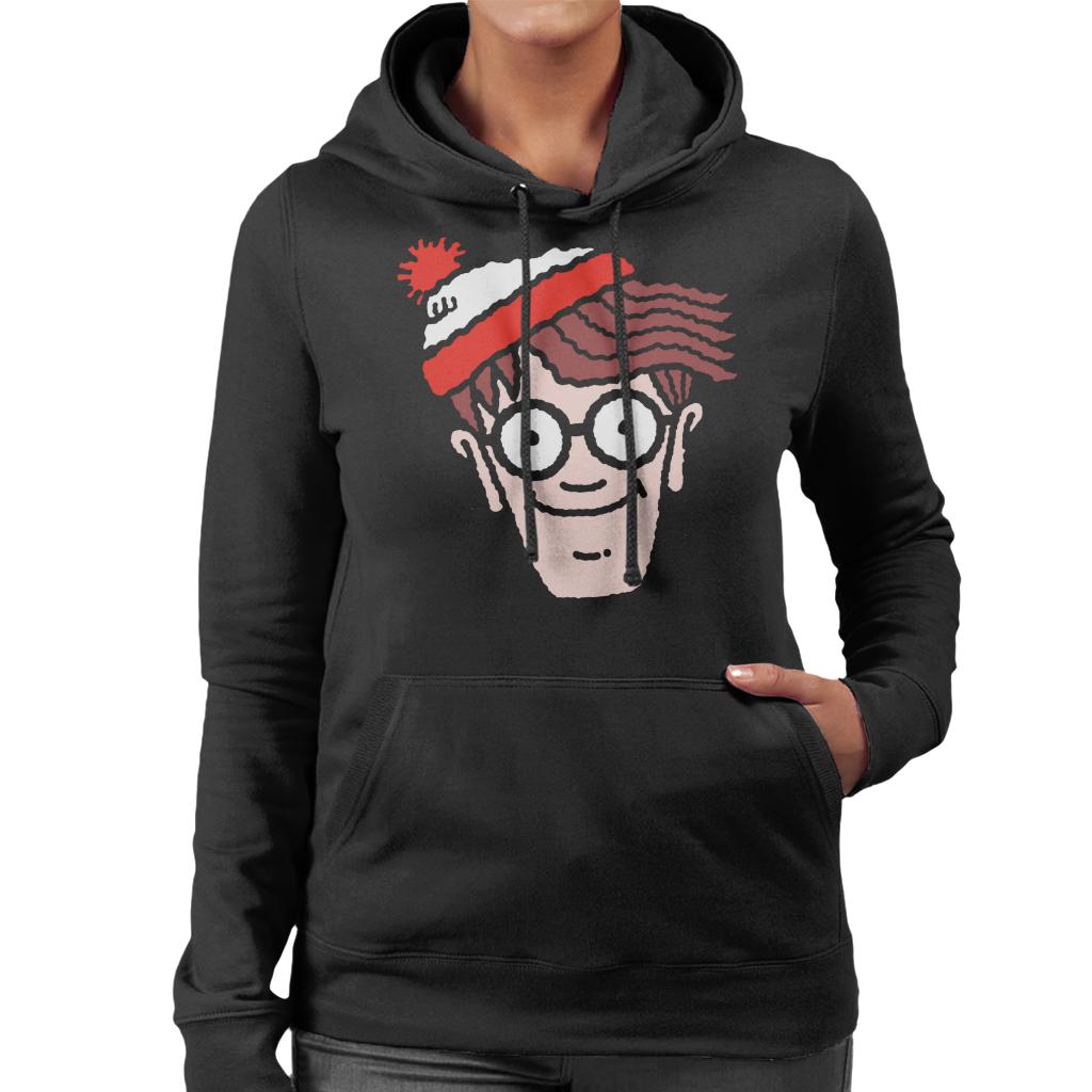 Where's Wally Character Head Women's Hooded Sweatshirt-ALL + EVERY