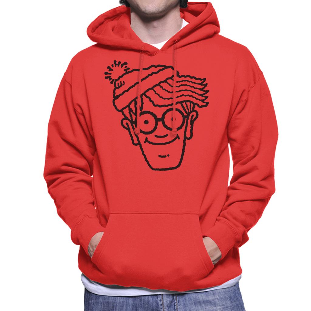 Where's Wally Black Outline Men's Hooded Sweatshirt-ALL + EVERY