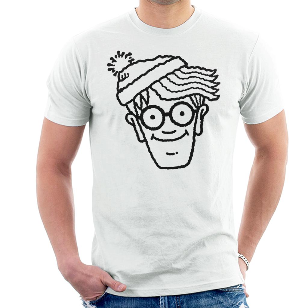 Where's Wally Black Outline Men's T-Shirt-ALL + EVERY