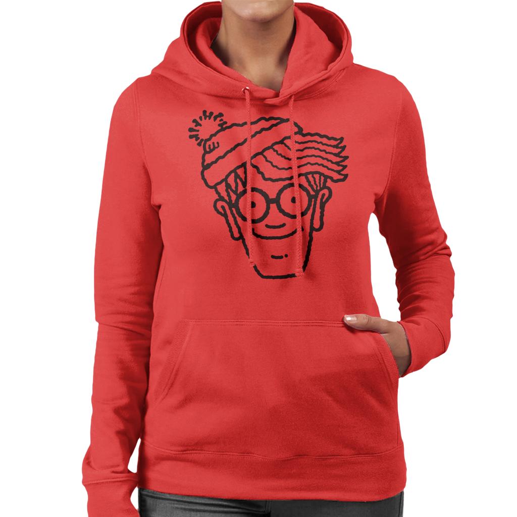 Where's Wally Black Outline Women's Hooded Sweatshirt-ALL + EVERY