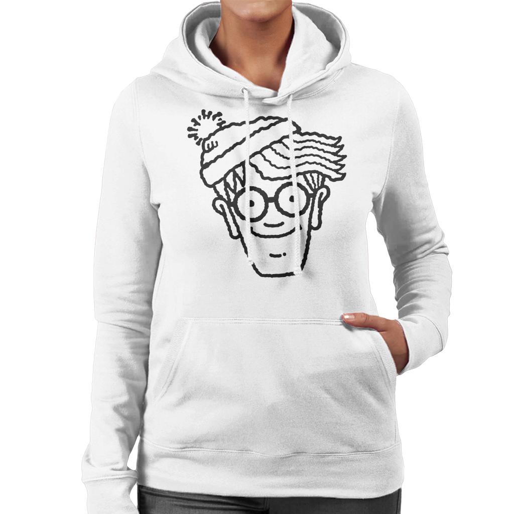 Where's Wally Black Outline Women's Hooded Sweatshirt-ALL + EVERY