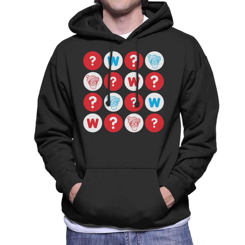 Where's Wally Character Heads And Question Marks Men's Hooded Sweatshirt-ALL + EVERY