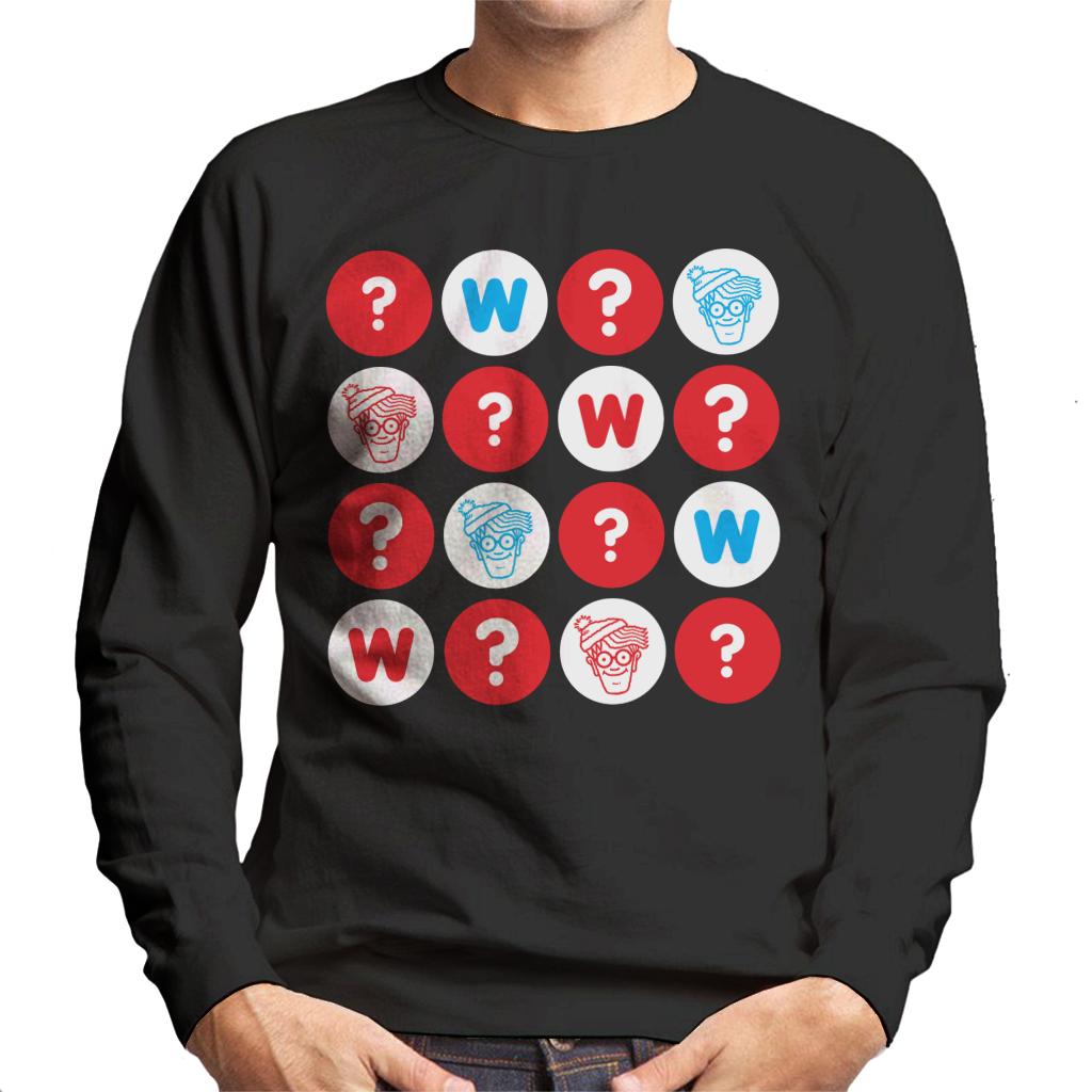 Where's Wally Character Heads And Question Marks Men's Sweatshirt-ALL + EVERY