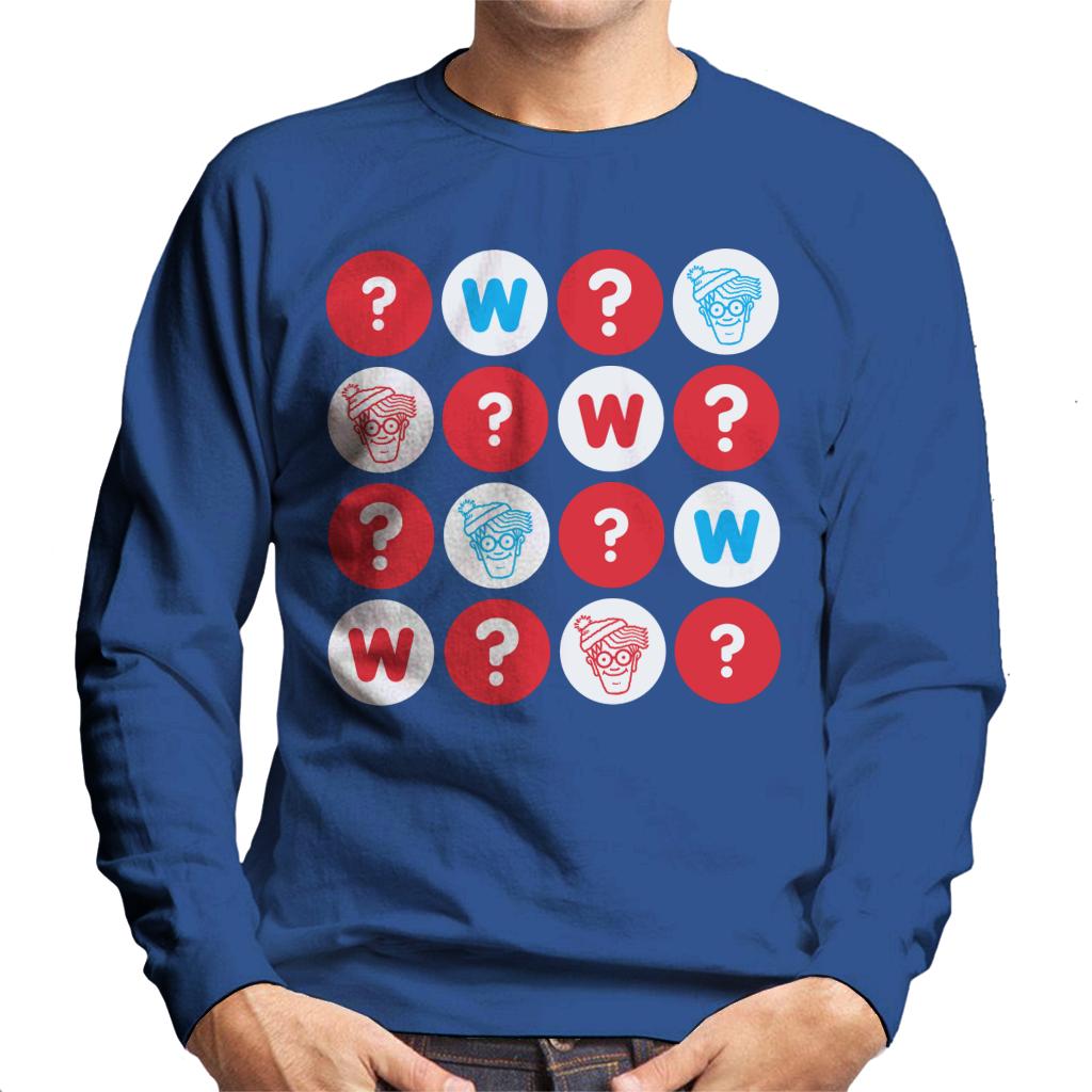 Where's Wally Character Heads And Question Marks Men's Sweatshirt-ALL + EVERY