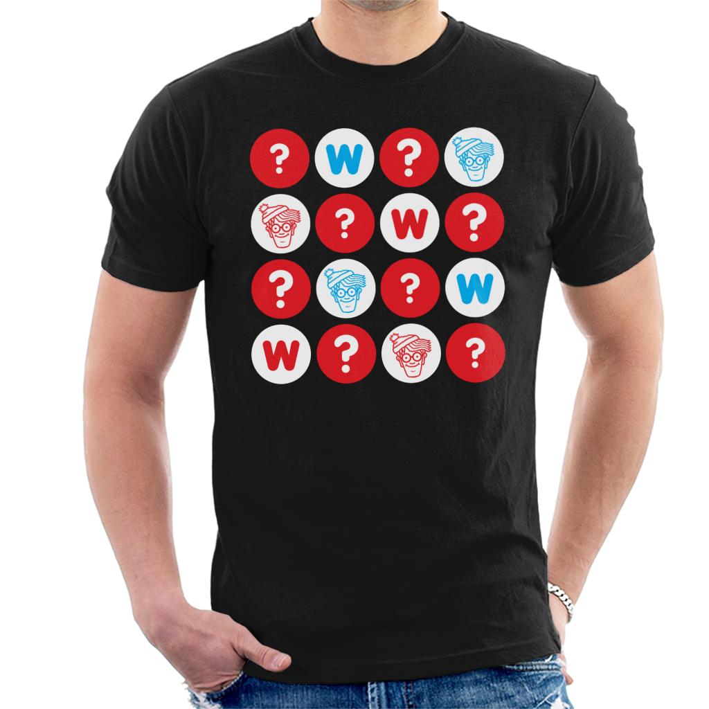 Where's Wally Character Heads And Question Marks Men's T-Shirt-ALL + EVERY