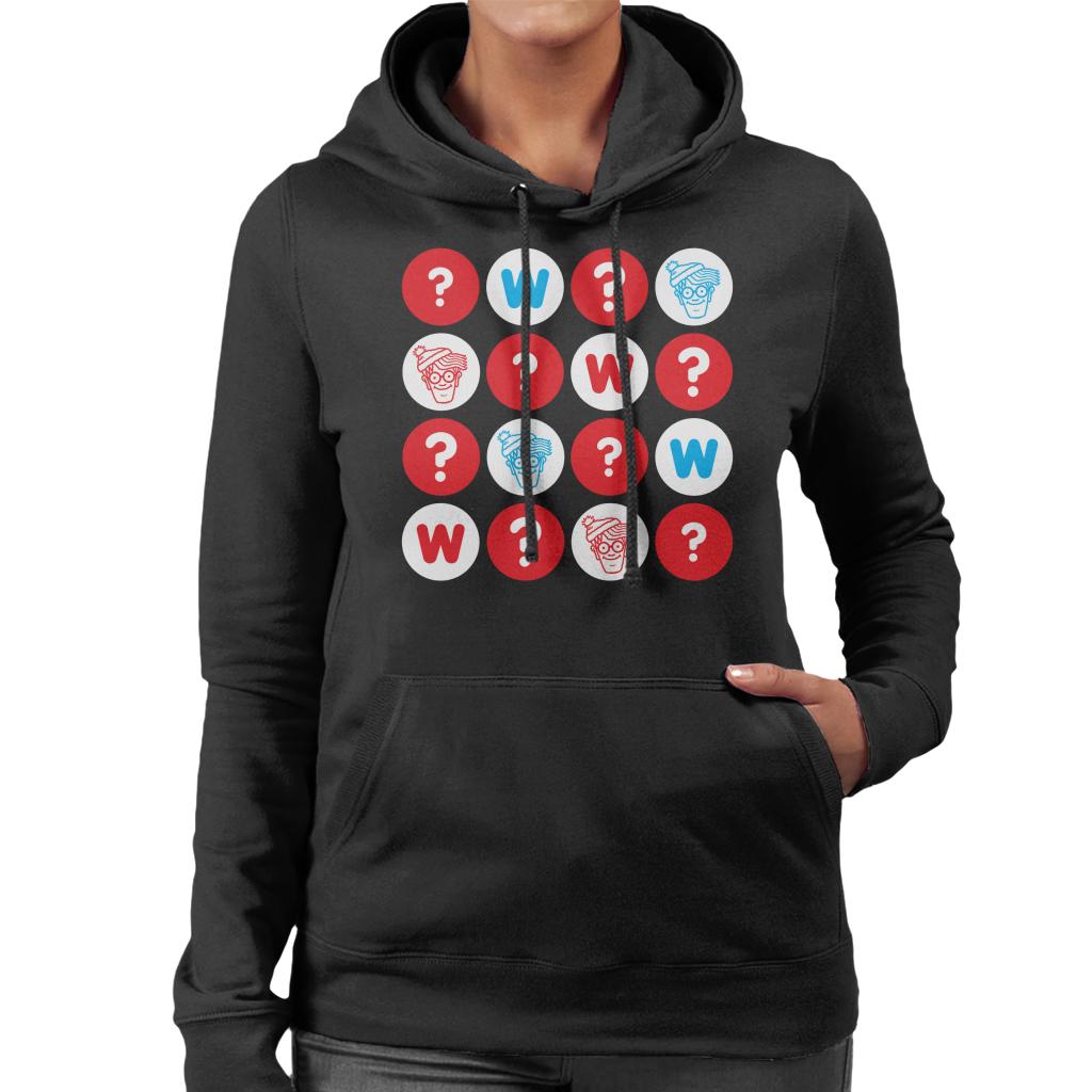 Where's Wally Character Heads And Question Marks Women's Hooded Sweatshirt-ALL + EVERY