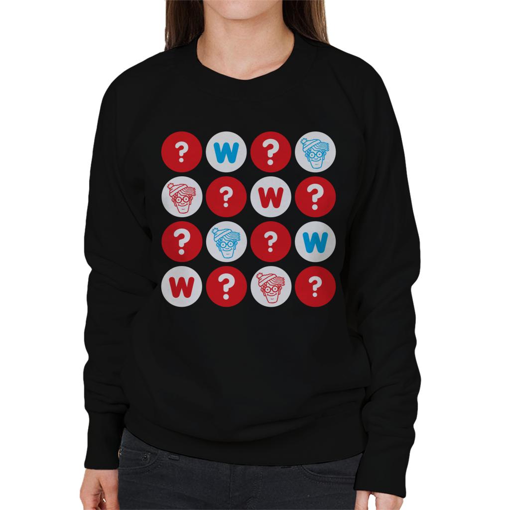 Where's Wally Character Heads And Question Marks Women's Sweatshirt-ALL + EVERY