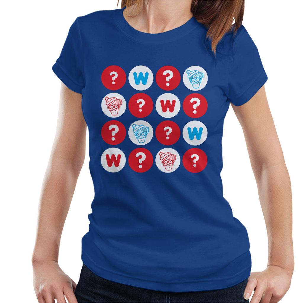 Where's Wally Character Heads And Question Marks Women's T-Shirt-ALL + EVERY