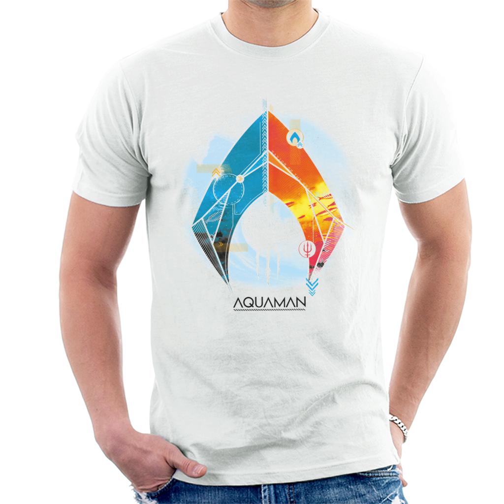 Aquaman Blue And Orange Symbol Atlans Trident Men's T-Shirt-ALL + EVERY