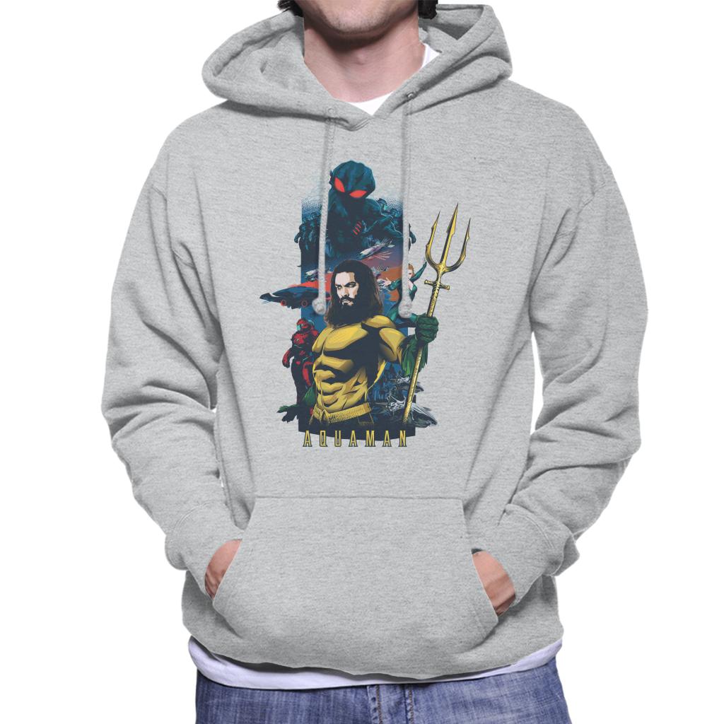 Aquaman Character Montage Poster Men's Hooded Sweatshirt-ALL + EVERY