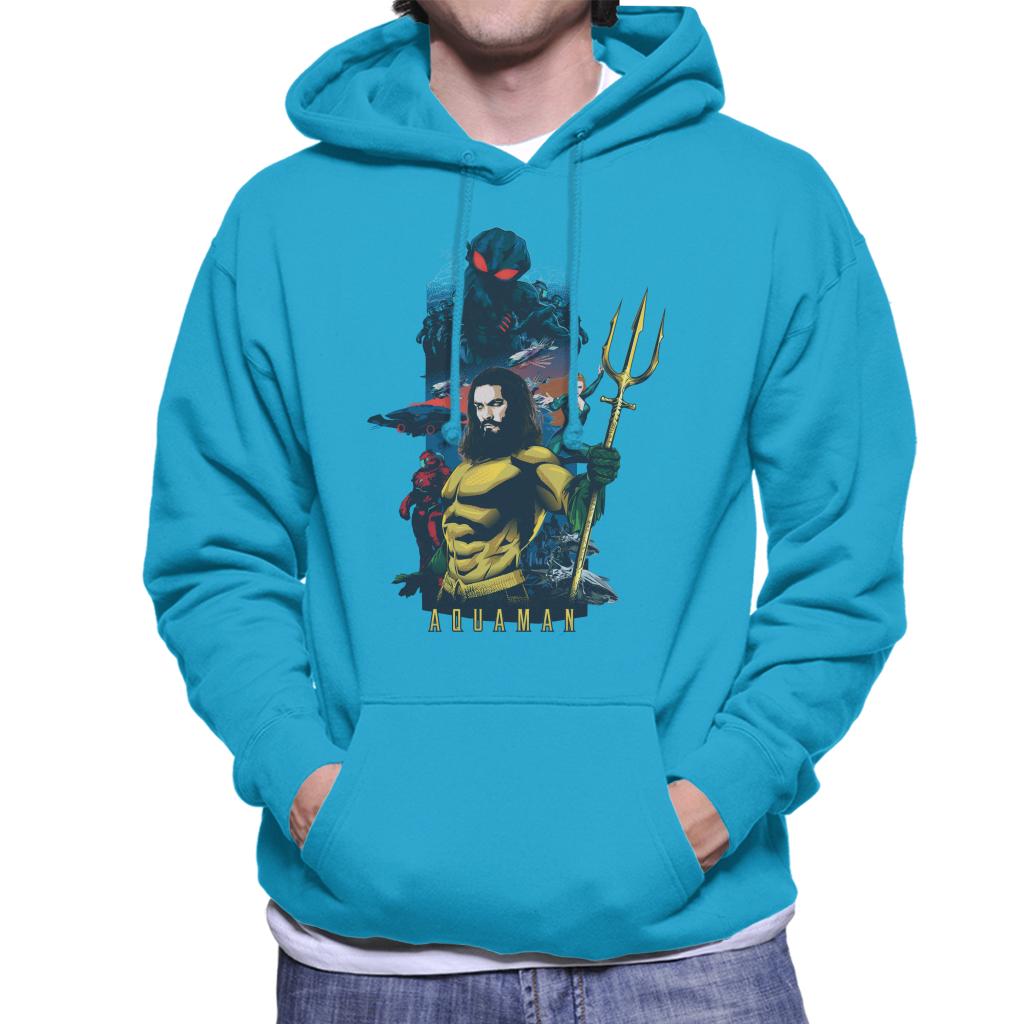 Aquaman Character Montage Poster Men's Hooded Sweatshirt-ALL + EVERY