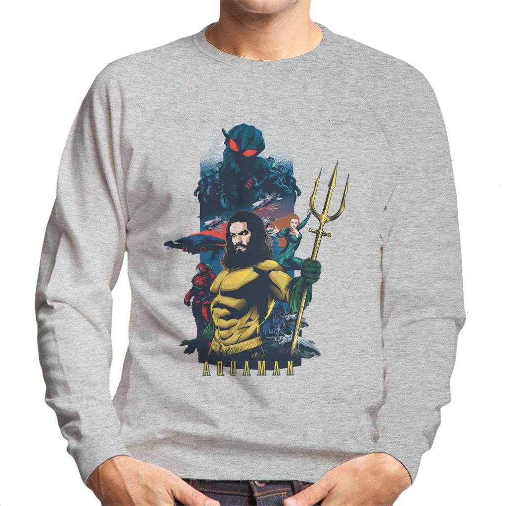 Aquaman Character Montage Poster Men's Sweatshirt-ALL + EVERY