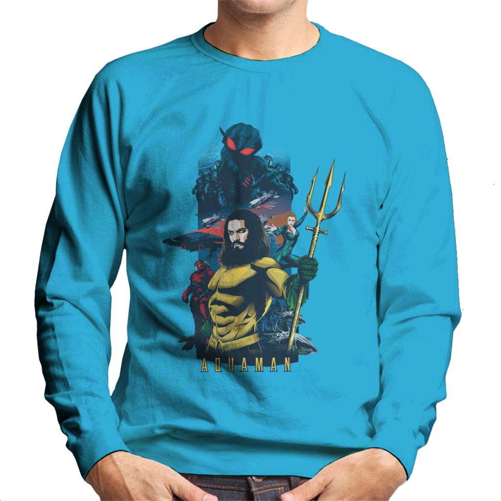 Aquaman Character Montage Poster Men's Sweatshirt-ALL + EVERY