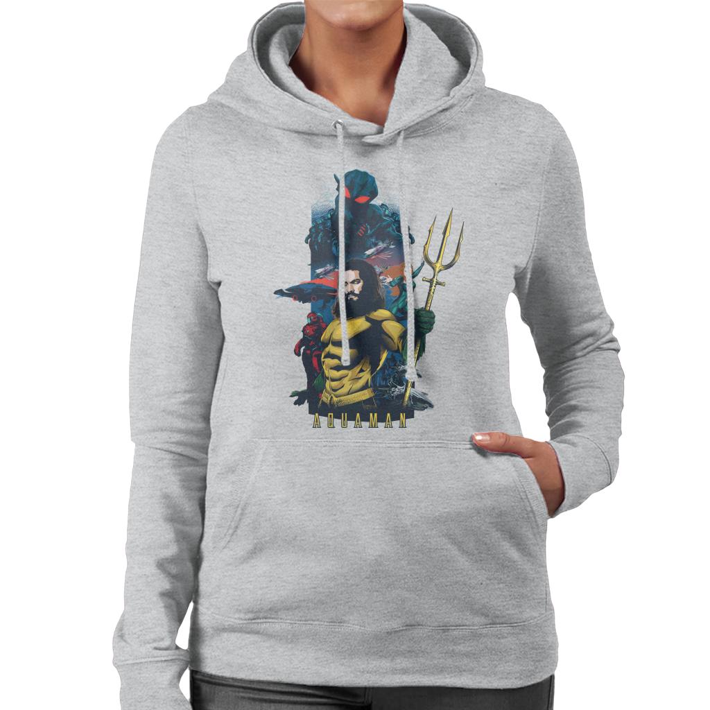 Aquaman Character Montage Poster Women's Hooded Sweatshirt-ALL + EVERY