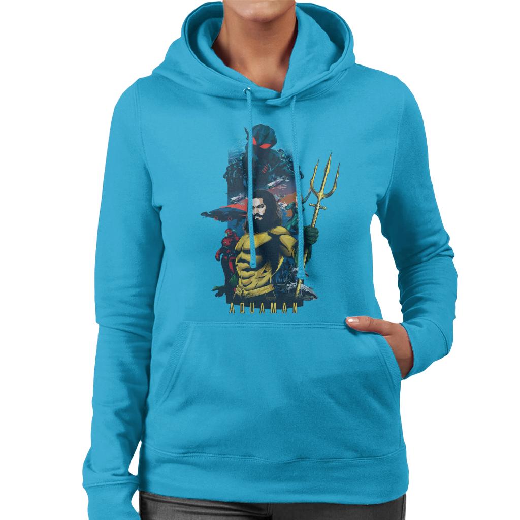 Aquaman Character Montage Poster Women's Hooded Sweatshirt-ALL + EVERY