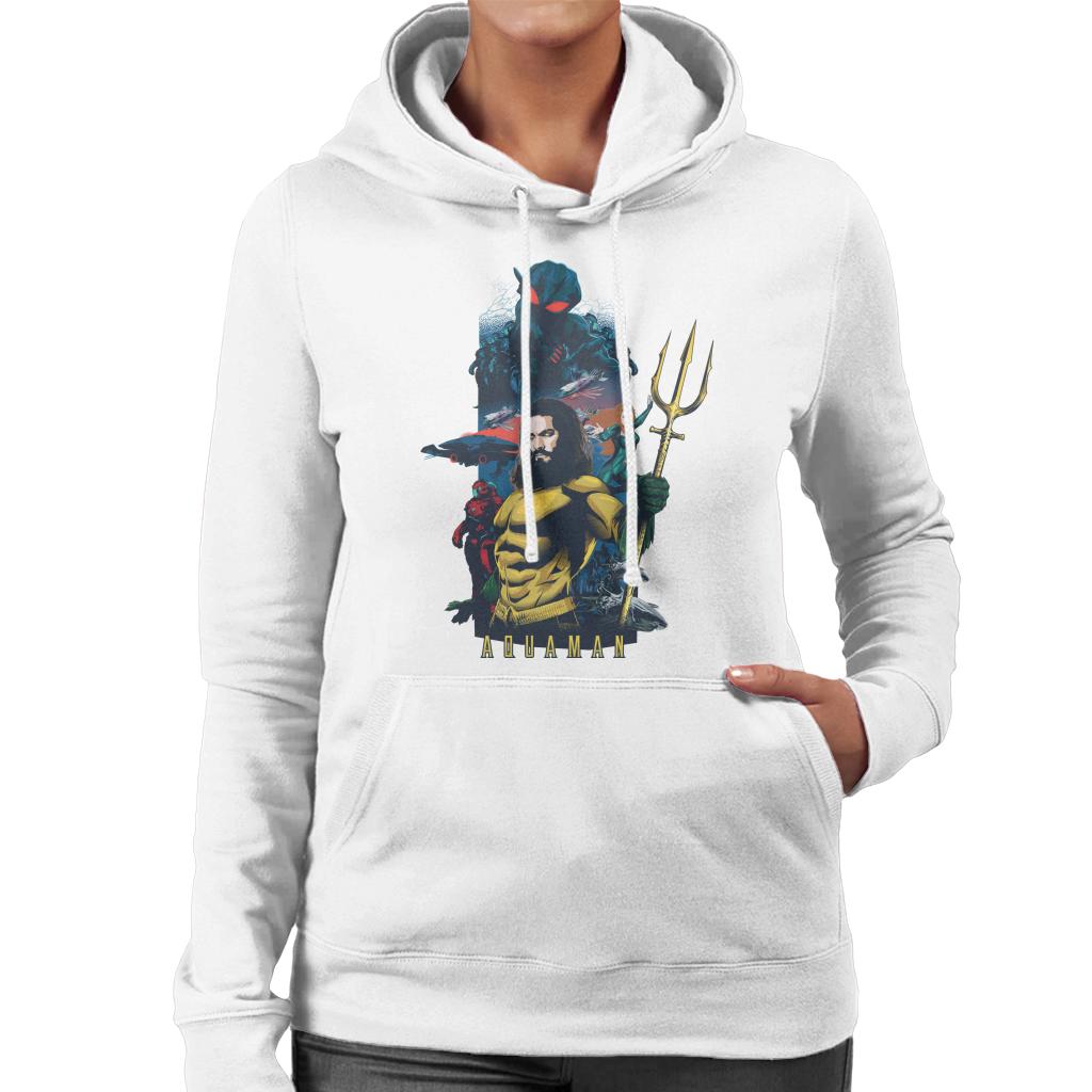 Aquaman Character Montage Poster Women's Hooded Sweatshirt-ALL + EVERY