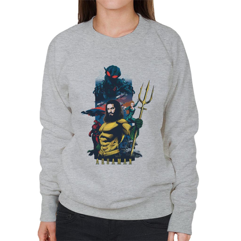 Aquaman Character Montage Poster Women's Sweatshirt-ALL + EVERY