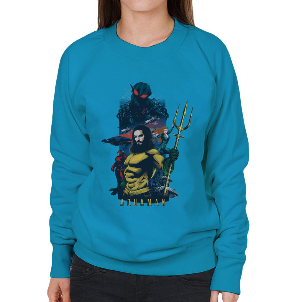 Aquaman Character Montage Poster Women's Sweatshirt-ALL + EVERY