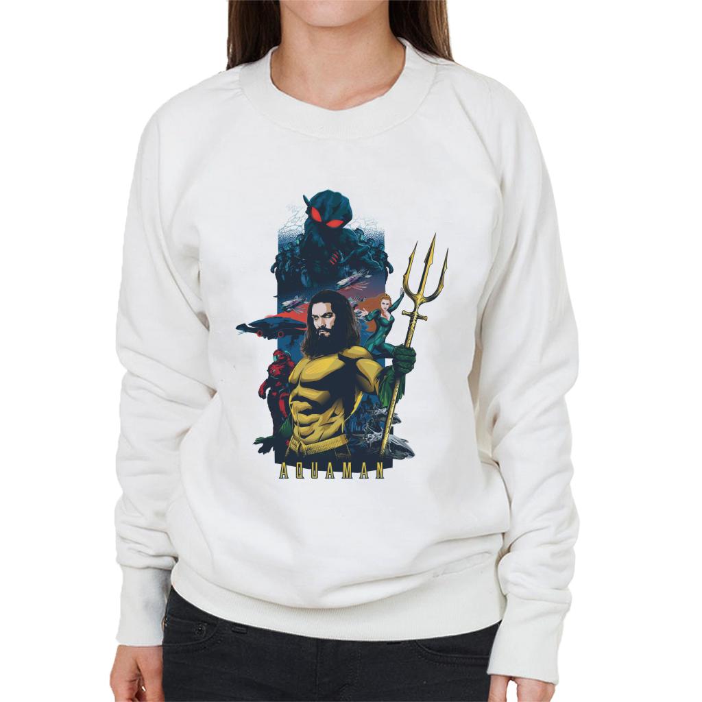 Aquaman Character Montage Poster Women's Sweatshirt-ALL + EVERY