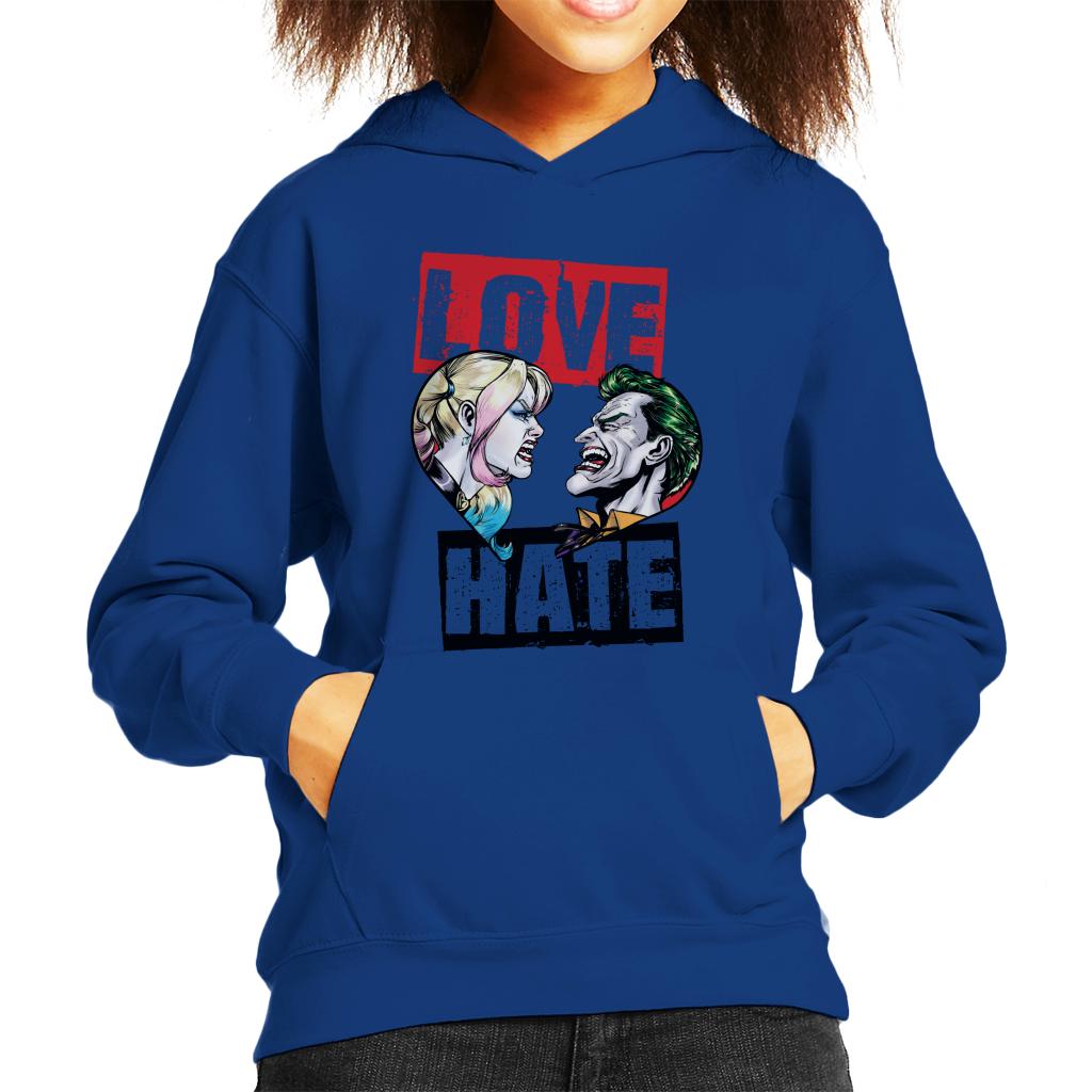 Batman Harley Quinn Vs The Joker Love Hate Kid's Hooded Sweatshirt-ALL + EVERY