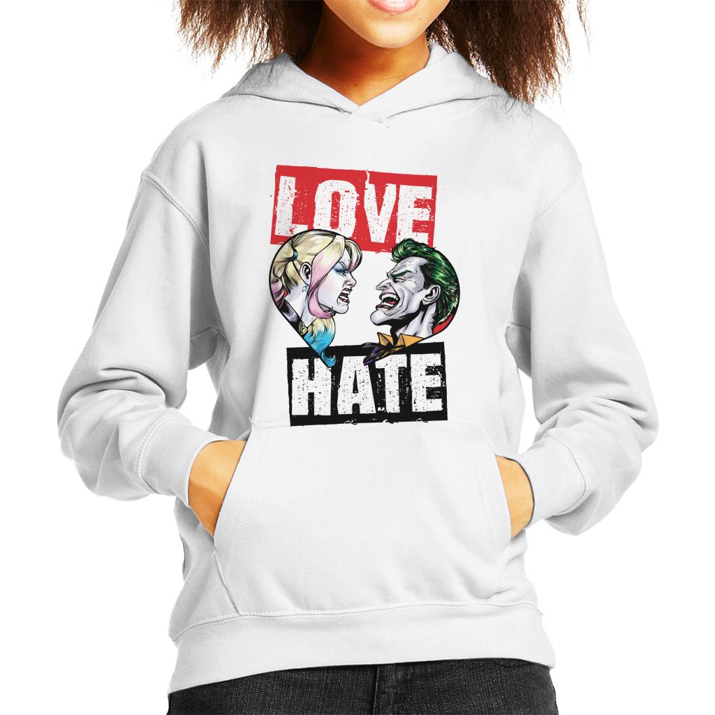 Batman Harley Quinn Vs The Joker Love Hate Kid's Hooded Sweatshirt-ALL + EVERY