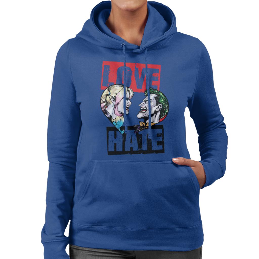 Batman Harley Quinn Vs The Joker Love Hate Women's Hooded Sweatshirt-ALL + EVERY