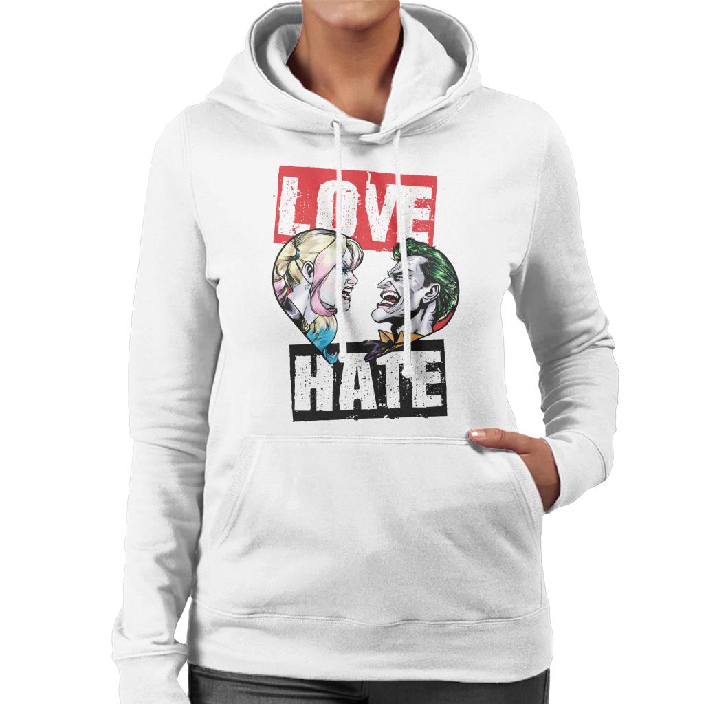 Batman Harley Quinn Vs The Joker Love Hate Women's Hooded Sweatshirt-ALL + EVERY