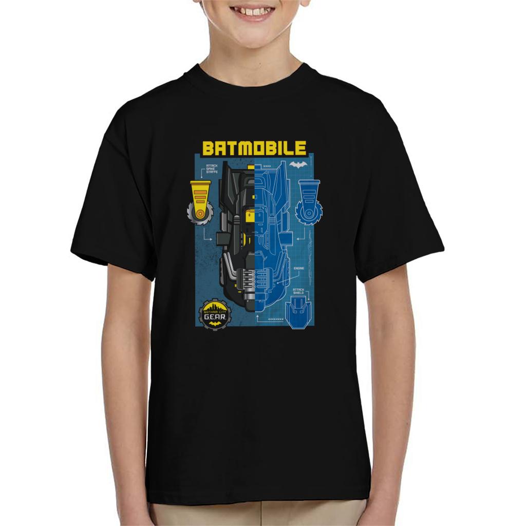 Batman Gotham City Gear Batmobile Blueprint Kid's T-Shirt-ALL + EVERY