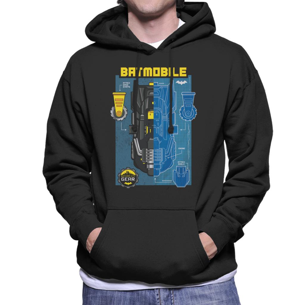 Batman Gotham City Gear Batmobile Blueprint Men's Hooded Sweatshirt-ALL + EVERY