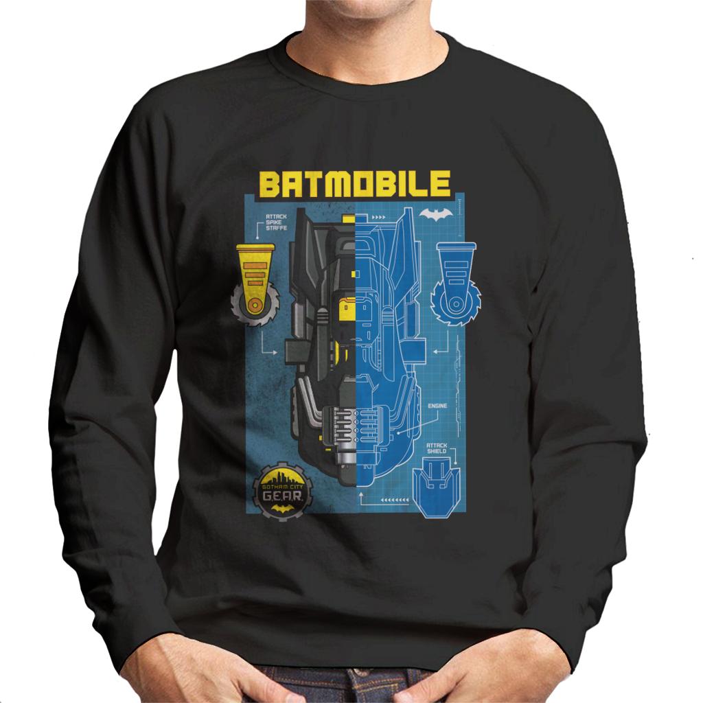 Batman Gotham City Gear Batmobile Blueprint Men's Sweatshirt-ALL + EVERY