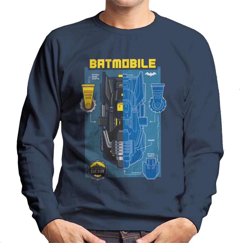 Batman Gotham City Gear Batmobile Blueprint Men's Sweatshirt-ALL + EVERY