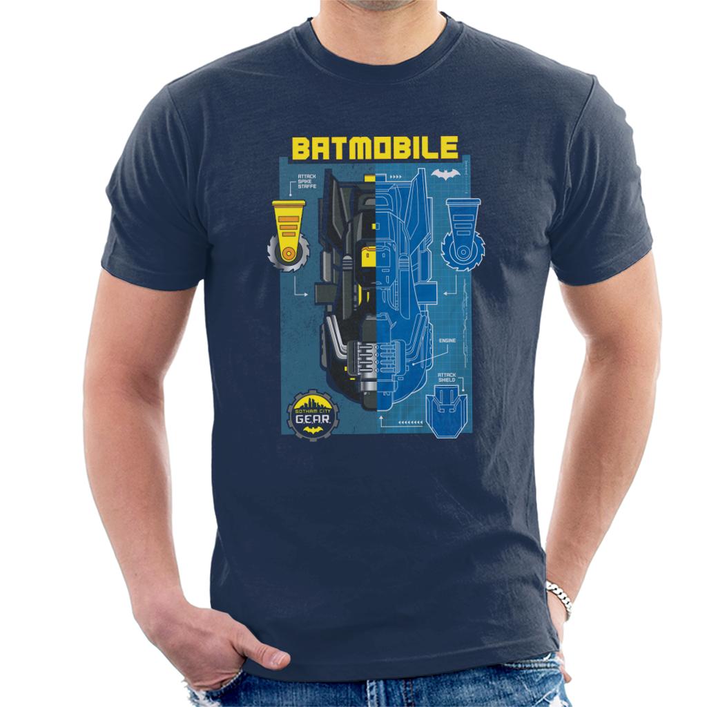 Batman Gotham City Gear Batmobile Blueprint Men's T-Shirt-ALL + EVERY