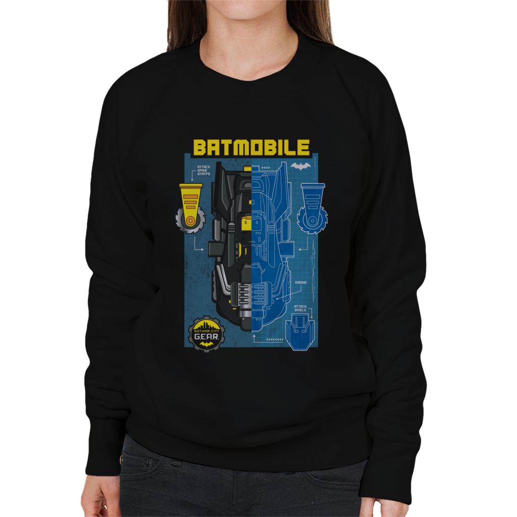 Batman Gotham City Gear Batmobile Blueprint Women's Sweatshirt-ALL + EVERY