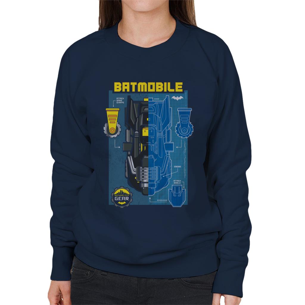 Batman Gotham City Gear Batmobile Blueprint Women's Sweatshirt-ALL + EVERY