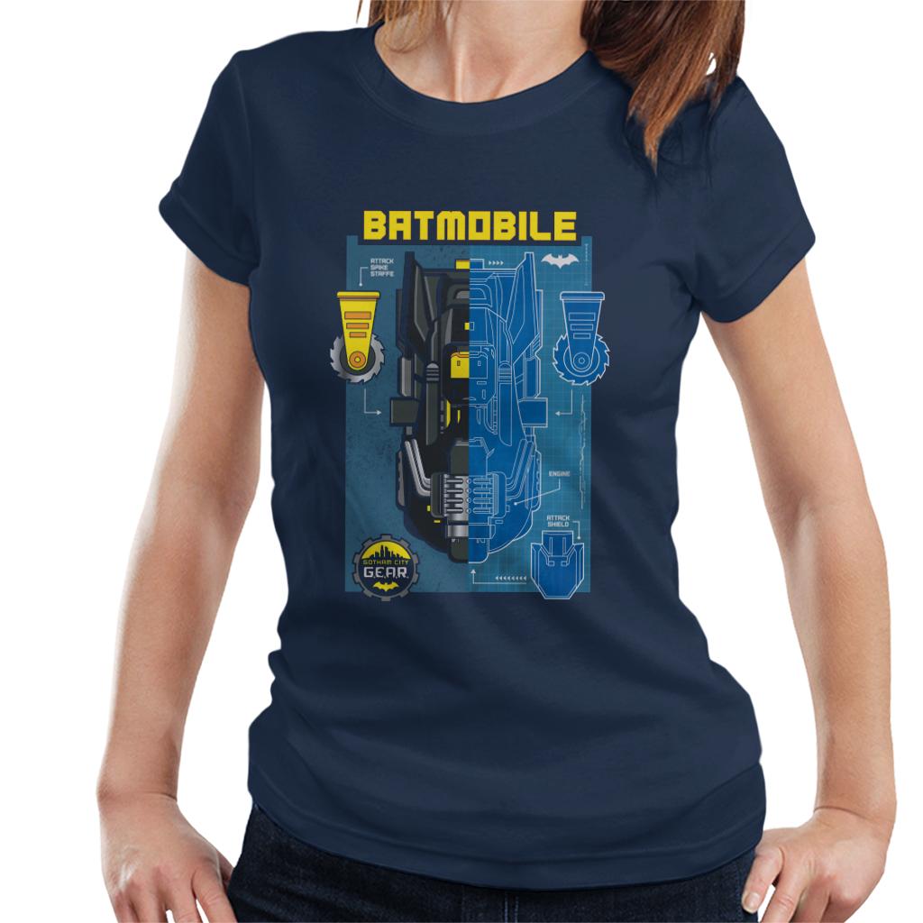 Batman Gotham City Gear Batmobile Blueprint Women's T-Shirt-ALL + EVERY