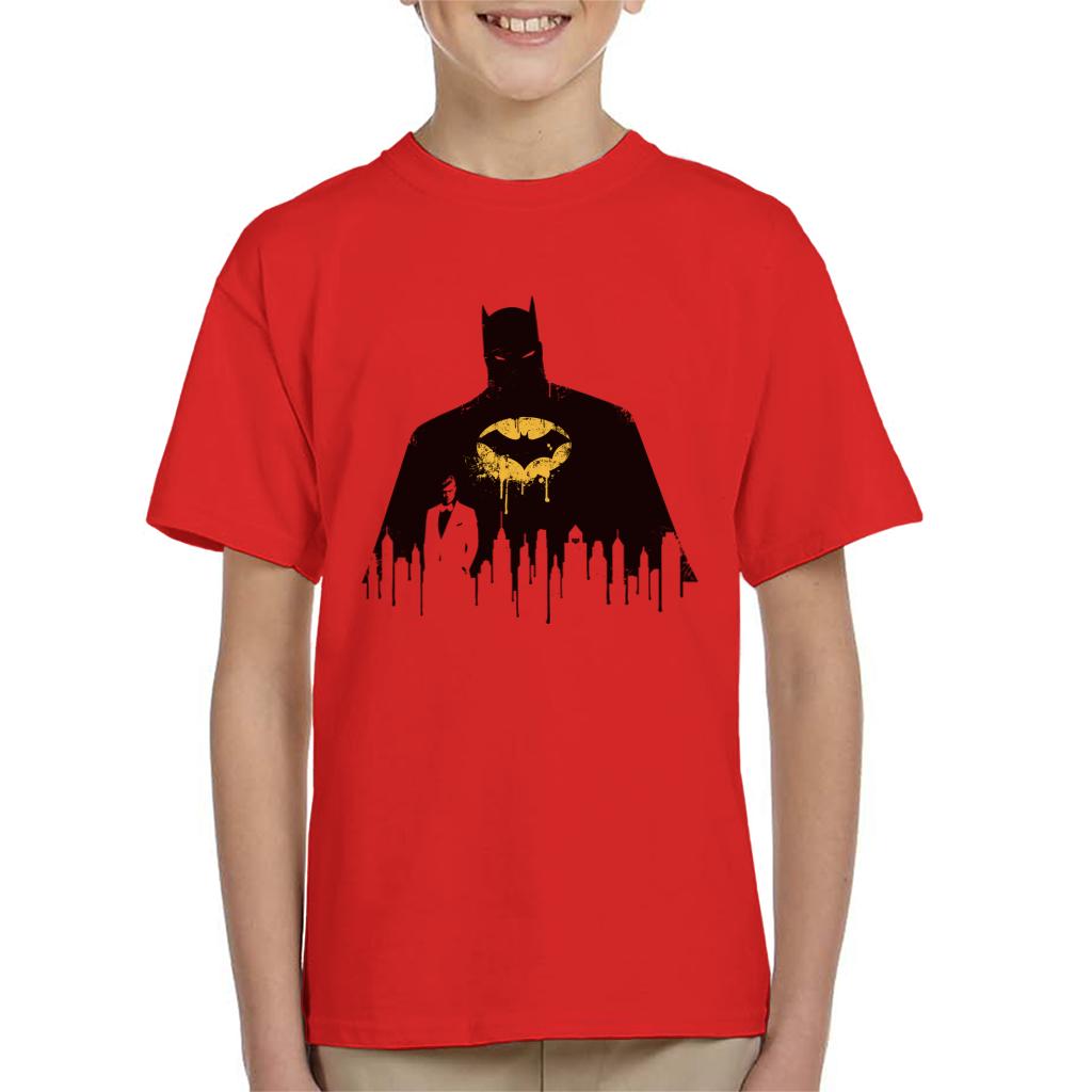 Batman Gotham City Skyscraper Silhouette Kid's T-Shirt-ALL + EVERY