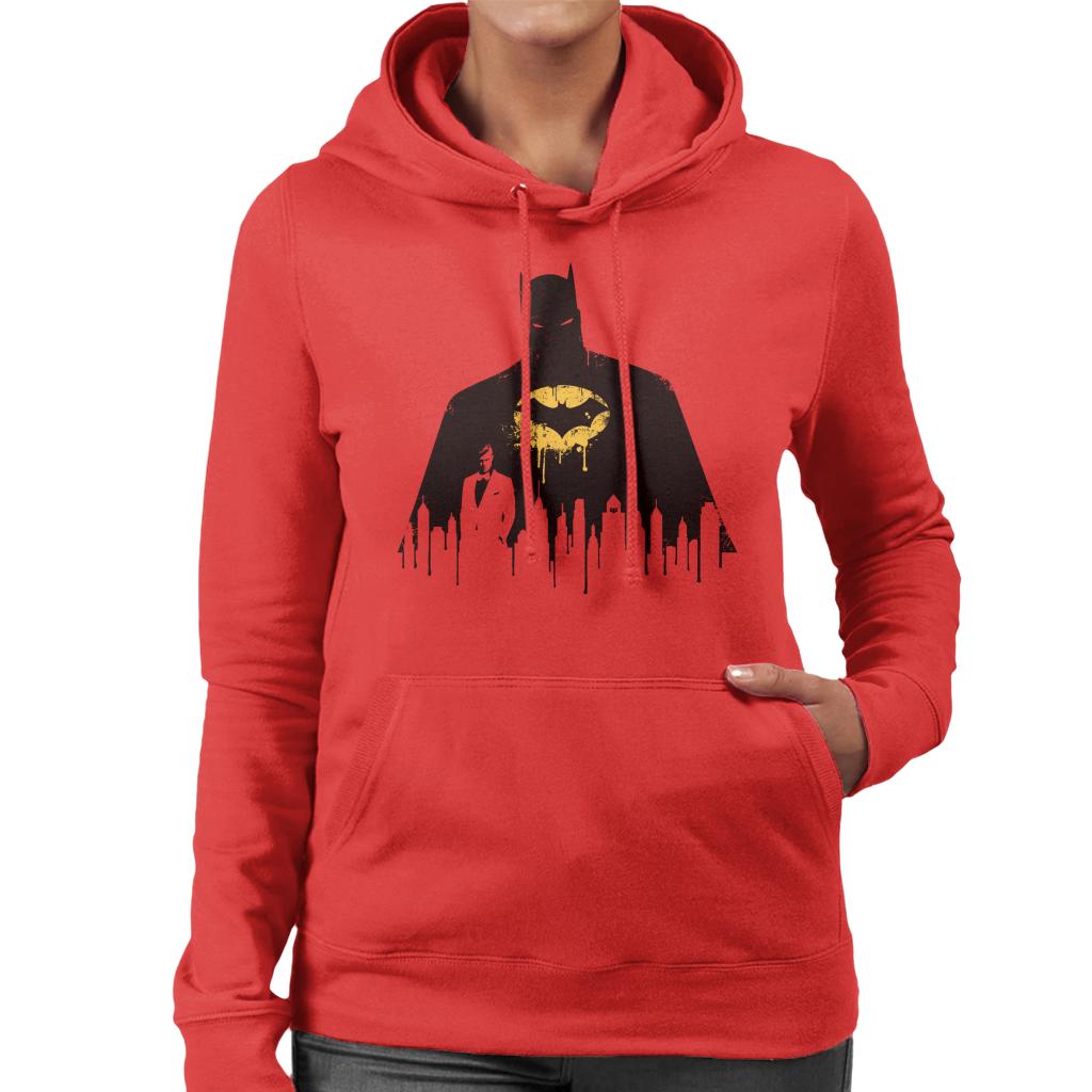 Batman Gotham City Skyscraper Silhouette Women's Hooded Sweatshirt-ALL + EVERY