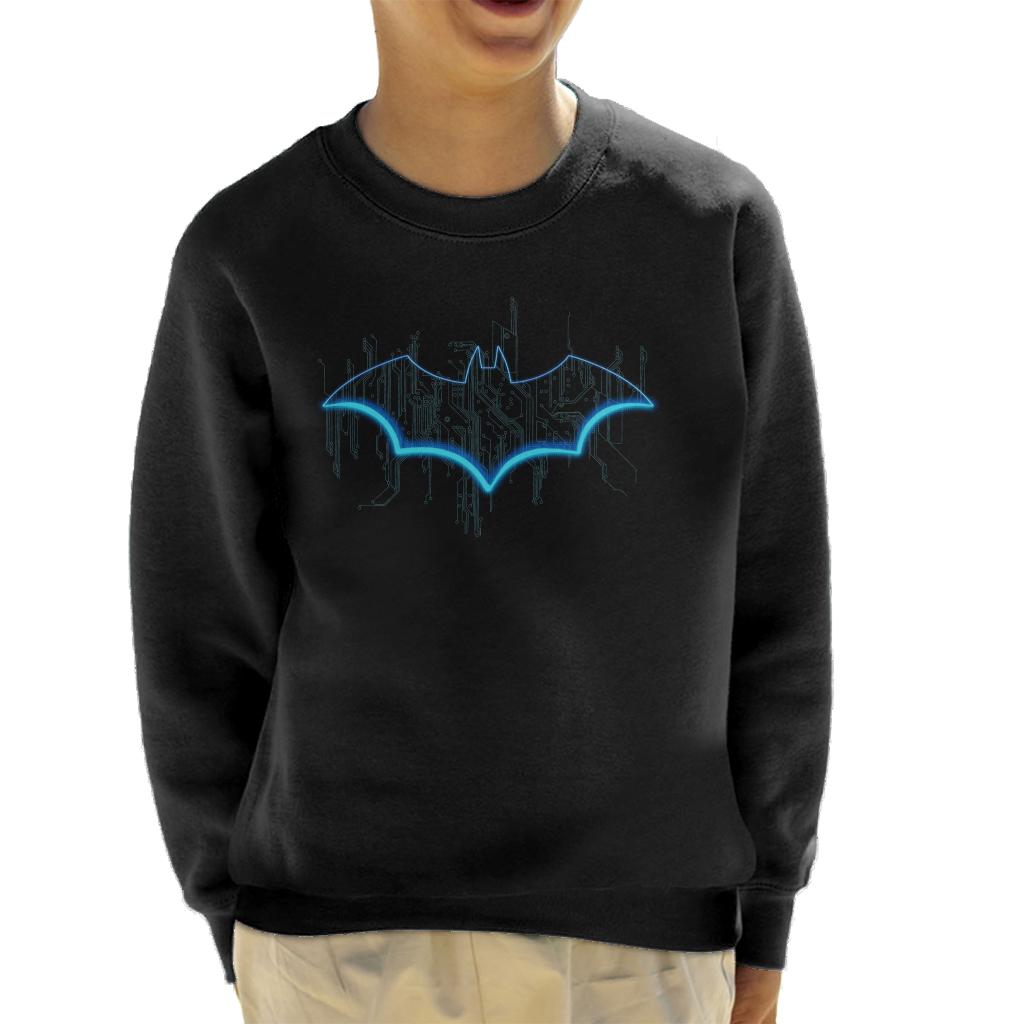 Batman Neon Blue Bat Symbol Kid's Sweatshirt-ALL + EVERY