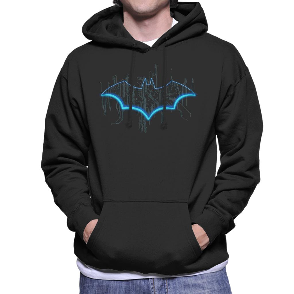 Batman Neon Blue Bat Symbol Men's Hooded Sweatshirt-ALL + EVERY