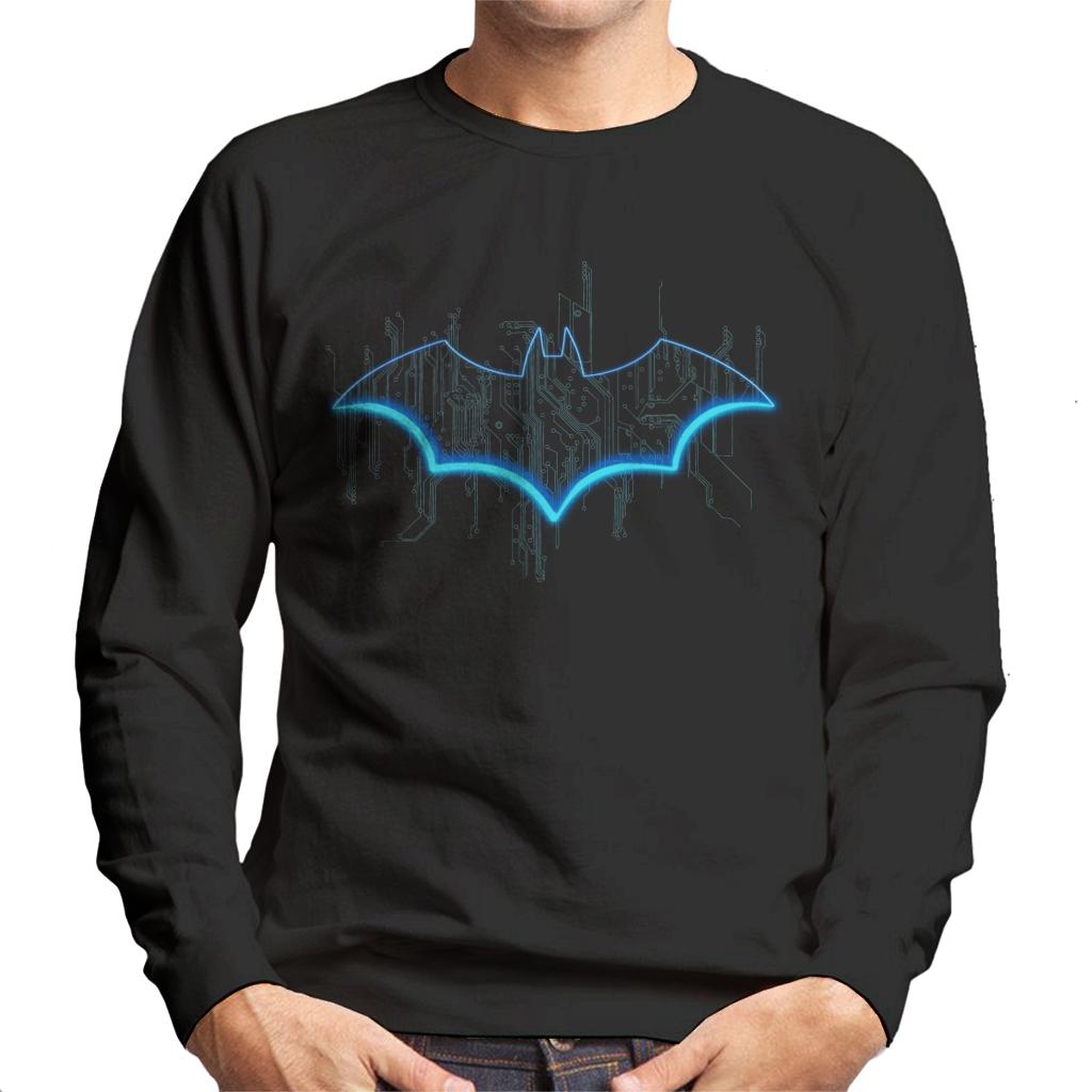 Batman Neon Blue Bat Symbol Men's Sweatshirt-ALL + EVERY