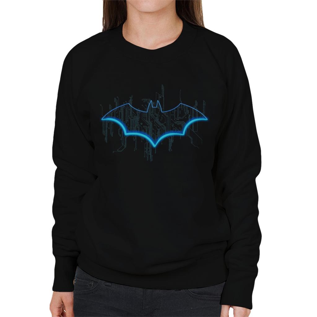 Batman Neon Blue Bat Symbol Women's Sweatshirt-ALL + EVERY