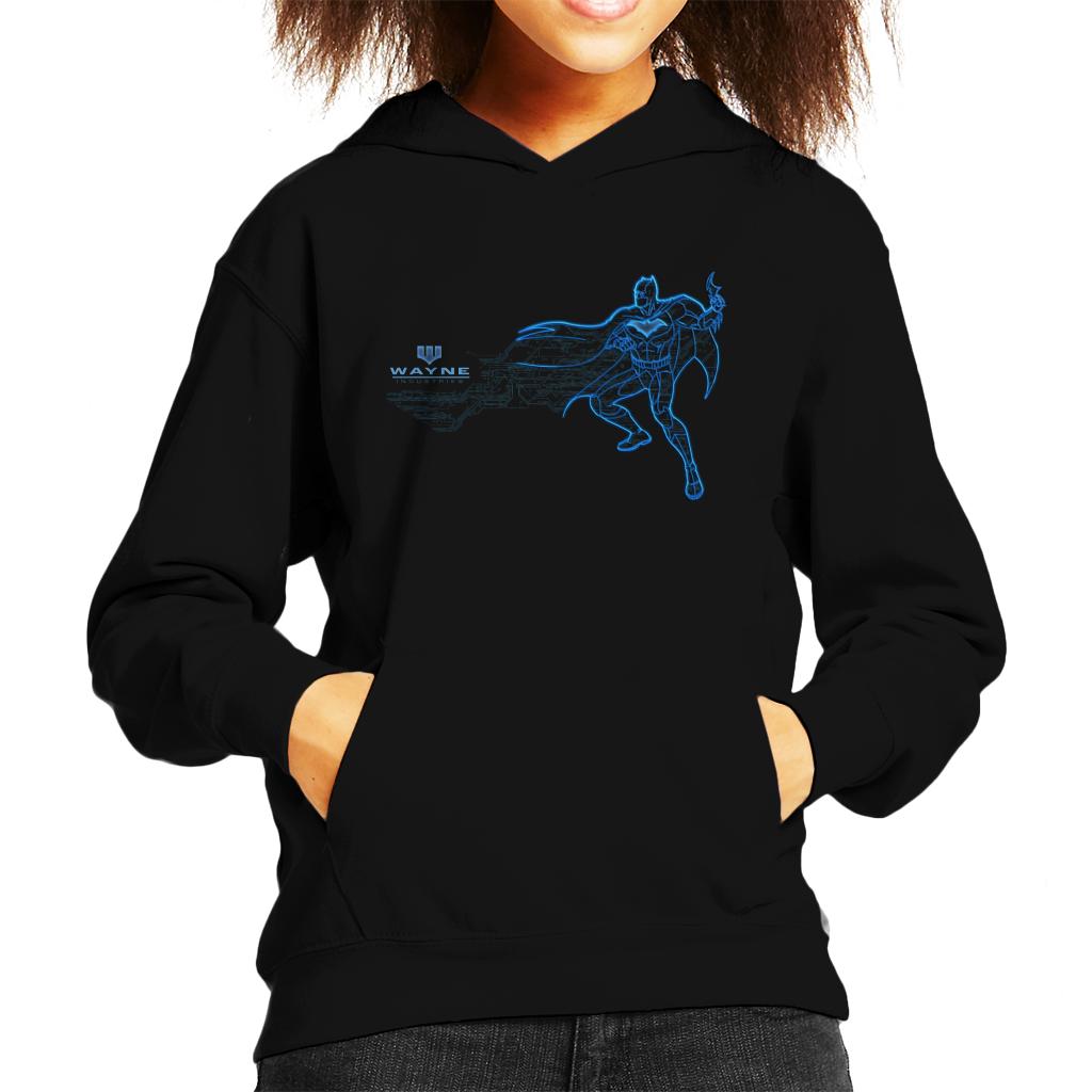 Batman Neon Blue Outline Kid's Hooded Sweatshirt-ALL + EVERY