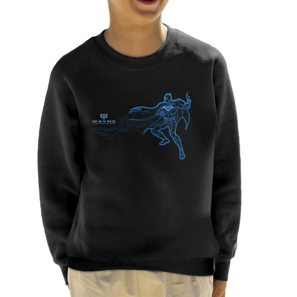 Batman Neon Blue Outline Kid's Sweatshirt-ALL + EVERY