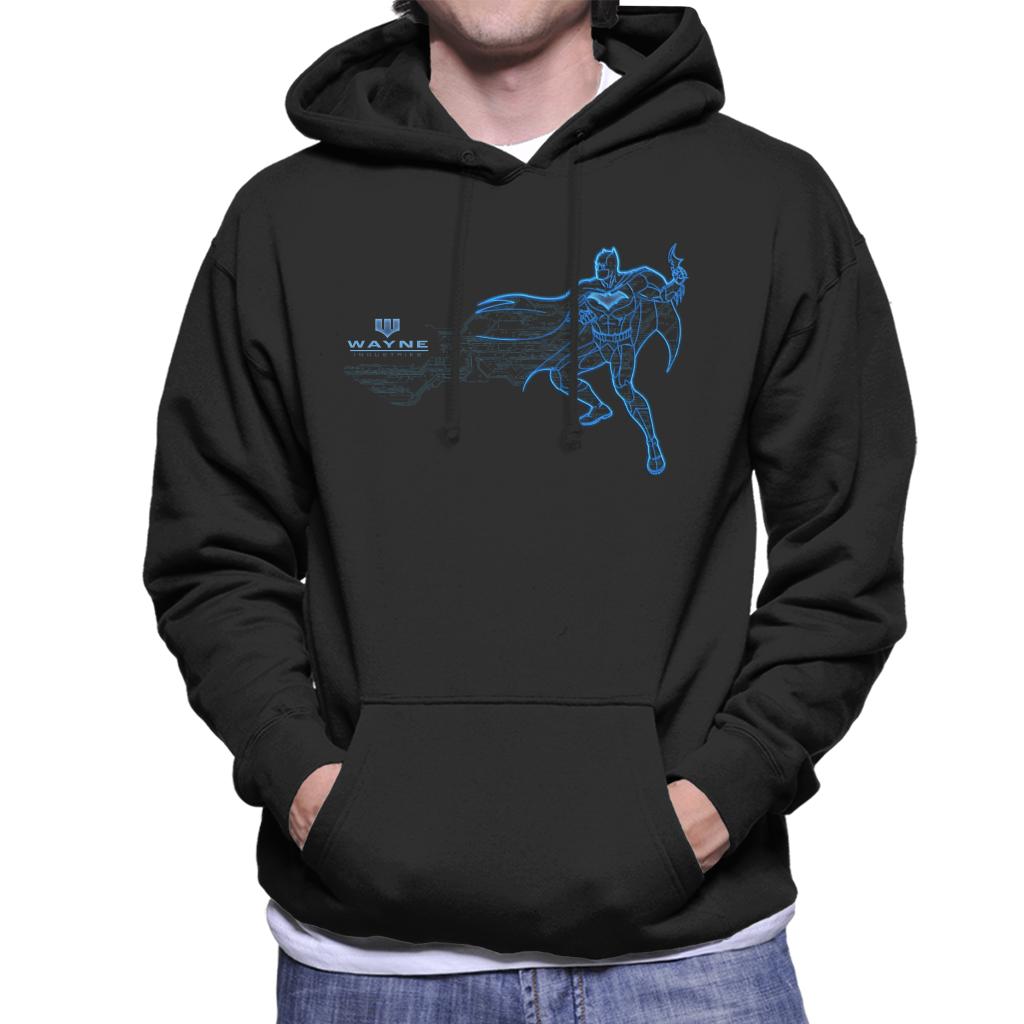 Batman Neon Blue Outline Men's Hooded Sweatshirt-ALL + EVERY