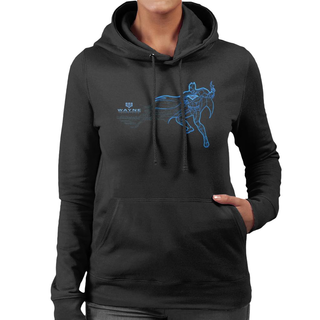 Batman Neon Blue Outline Women's Hooded Sweatshirt-ALL + EVERY