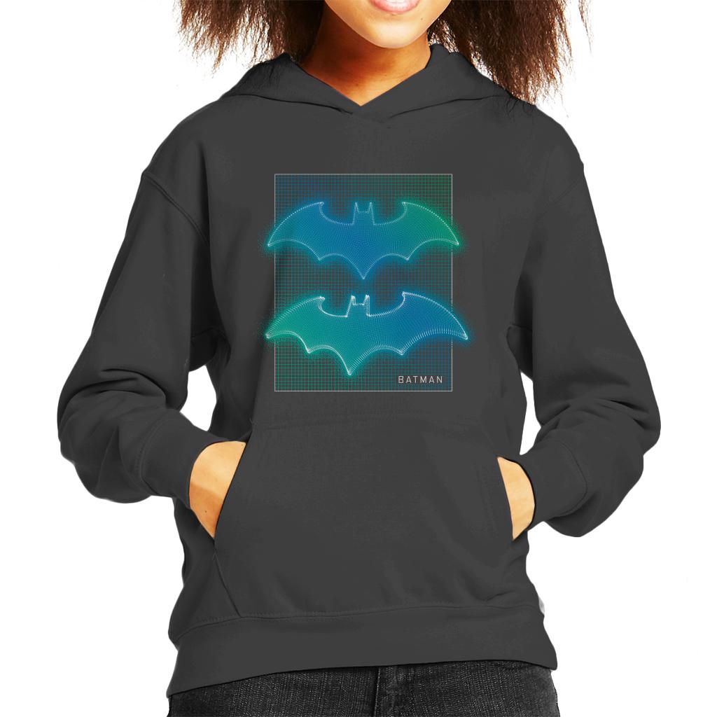 Batman Bat Symbol Neon Blue Gradient Kid's Hooded Sweatshirt-ALL + EVERY