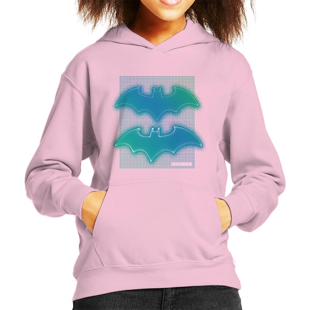 Batman Bat Symbol Neon Blue Gradient Kid's Hooded Sweatshirt-ALL + EVERY